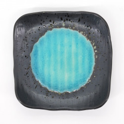 Small square Japanese plate, SHINKAI, blue