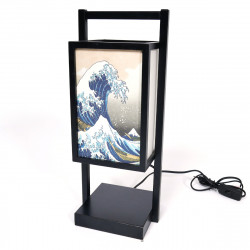 Lampe de table SHOJI japonaise noire - Nami fuji vague Hokusaï