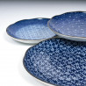 japanese blue patterns round plates set Ø23cm IMAYÔ KOZOME