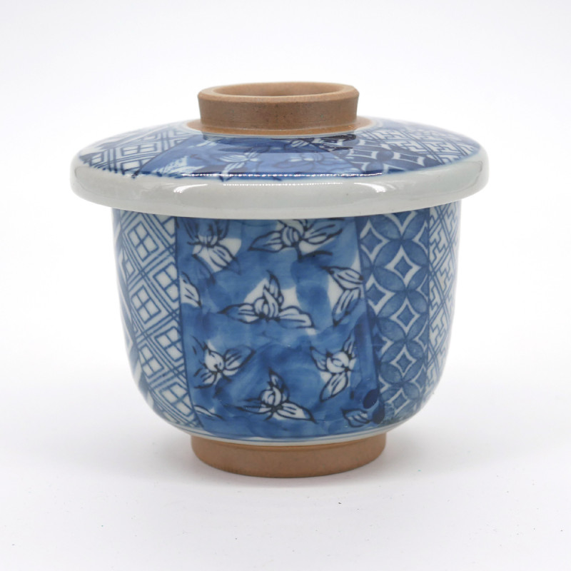 tasse traditionnelle japonaise motifs bleus à couvercle SHÔZUI HANA