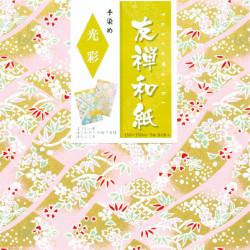 set de 5 feuilles de papier japonais Yuzen Washi Glow Kôsai 15x15cm