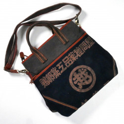 Unique large bag made of recycled Japanese fabrics, 149 D, black and brown