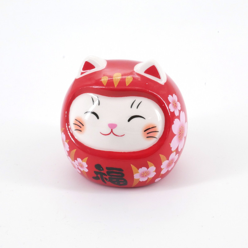 Red lucky sakura flowers daruma manekineko cat SAE KAIUN