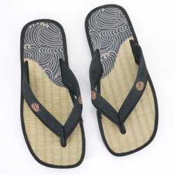 par de sandalias japonesas - Zori paja goza para los hombres, ZORI 019 NAMI, azul