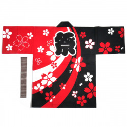 Chaqueta japonesa de algodón haori para festival de matsuri, SAKURA, rojo