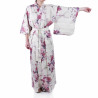 Kimono de algodón blanco japonés, TSURU PEONY, grulla y peonía