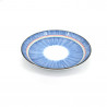 Japanische blaue keramische runde Platte, TOKUSA, bunte Linien