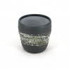 japanese black ceramic teacup HAKE green brush