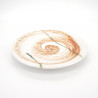 japanische weiße und orange runde platte aus keramik, HISUI, wirbelwind