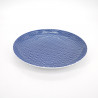 japanische blaue runde platte aus keramik, SEIGAIHA, wellen