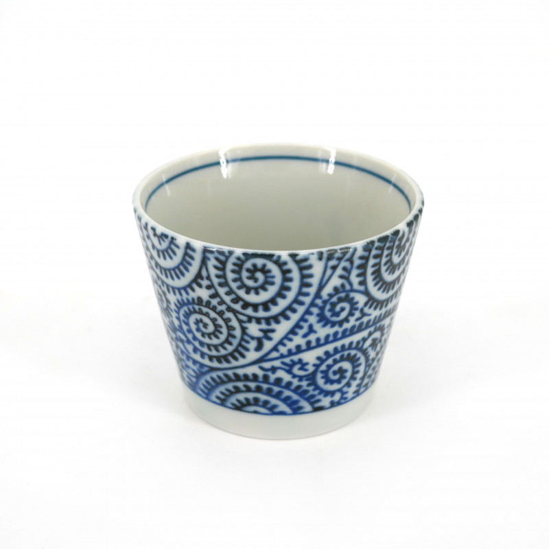 Taza soba japonesa de ceramica, TAKO KARAKUSA, patrones azules
