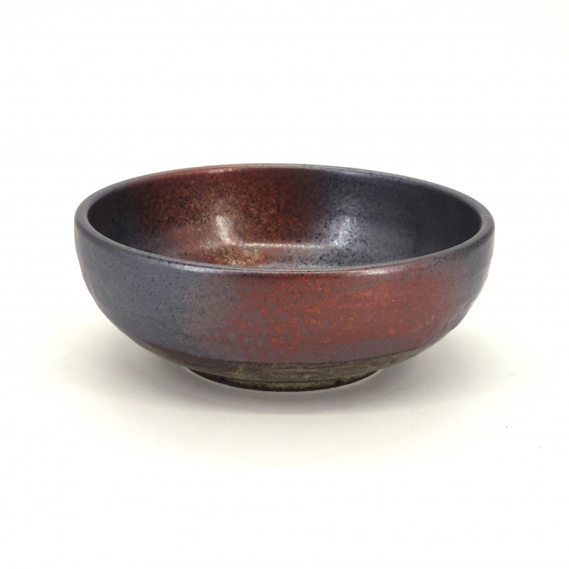 ciotola di zuppa giapponese in ceramica Ø17x6,2cm, AKISHINO, nero ruggine e bianco