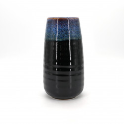 Japanese tall vase, black and blue, KUROHANABIN