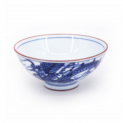 piccola ciotola di riso giapponese blu in ceramica, RYÛ Ø14,5cm drago