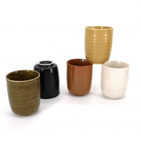 Set di 4 tazze in ceramica giapponese, fiori tradizionali - BOTAN