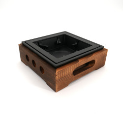 Gusseisen und holz quadrat schwarze Teekannenheizung, L16,5cm