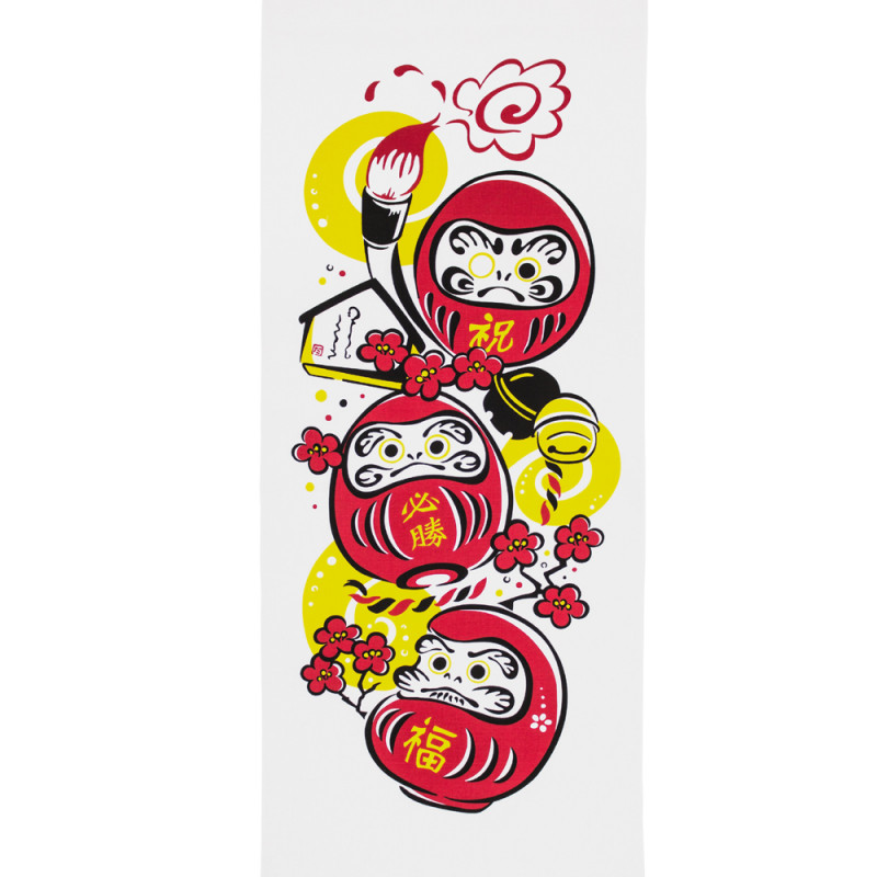 Japanese cotton towel TENUGUI DARUMA, lucky charm