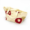 Japanese white cotton bag, 29.5x15.5cm red flowers