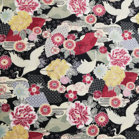 tessuto celeste di cotone giapponese, motivi sakura, fiori di ciliegio