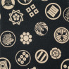 Black Japanese cotton fabric emblems patterns made in Japan width 112 cm x 1m