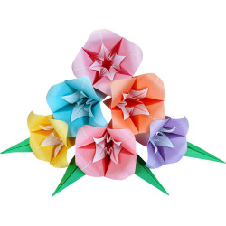 juego de 50 hojas de papel japonés, flores origami, ORIZURU