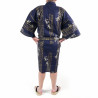 Happi tradicional kimono azul japonés en algodón general kanji hideyoshi para hombres