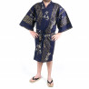 Kimono blu giapponese tradizionale Happi in cotone kanji hideyoshi per uomo