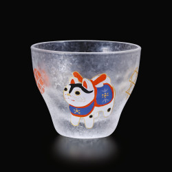 Bicchiere da sake giapponese con motivo cane, GARASU INU