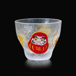 Bicchiere da sake giapponese con motivo daruma, GARASU DARUMA