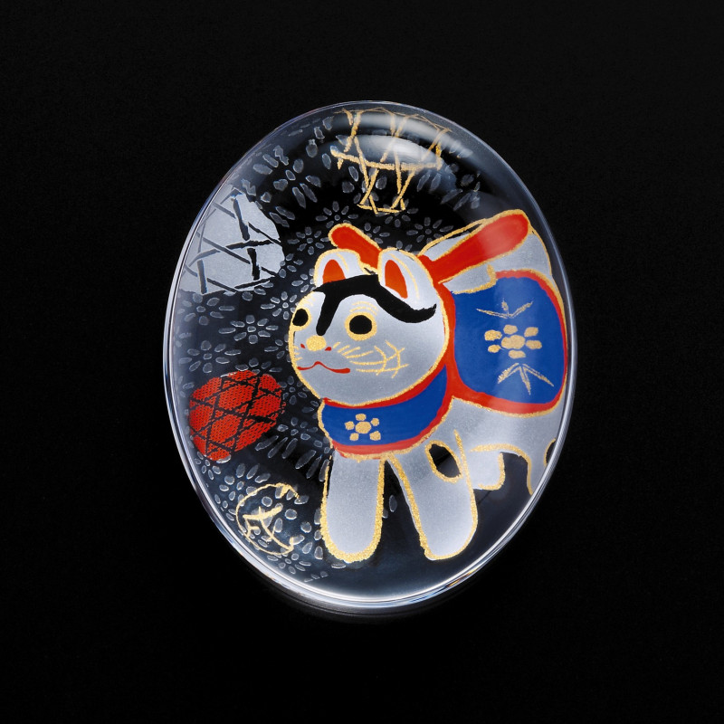 repose-baguettes japonais en verre motif chien  - SUTIKKURESUTO