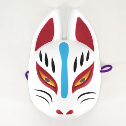 Traditional Japanese fox mask, KITSUNE, blue and red