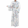 Japanese traditional white cotton yukata kimono white cherry blossoms for women