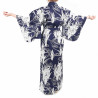 Japanischer traditioneller blauer Baumwoll-Yukata-Kimono in der Iris und im Fluss für Frauen
