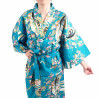 Kimono Happi tradizionale giapponese turchese cotone ciliegia principessa per donna