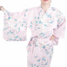 Flores de cerezo blancas japonesas tradicionales de kimono yukata rosa de algodón para mujeres