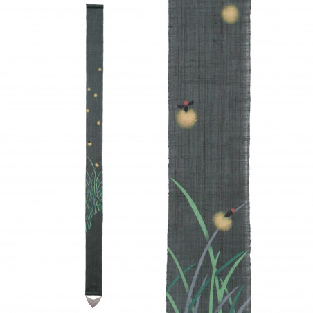 Fine Japanese tapestry in hemp, hand painted, HOTARU, Firefly