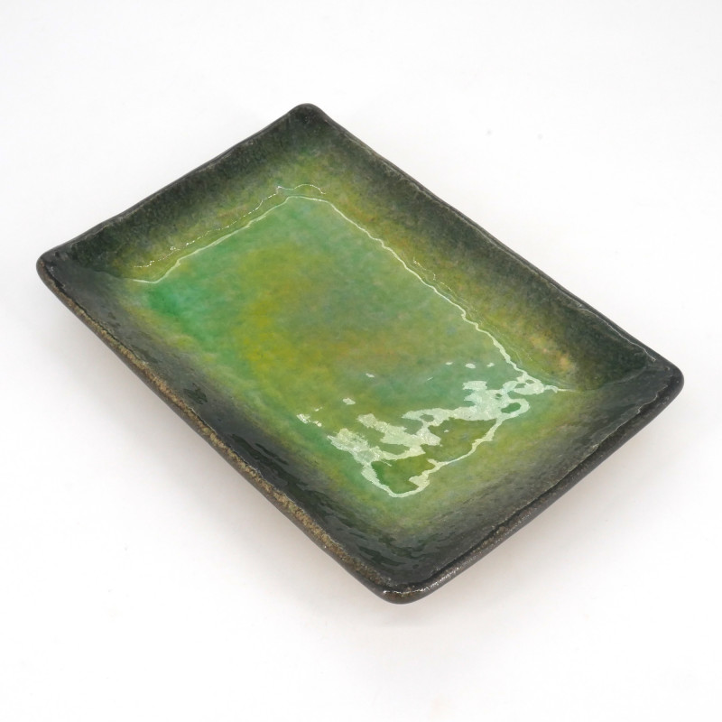 Japanese green plate rectangular ceramic MIDORI
