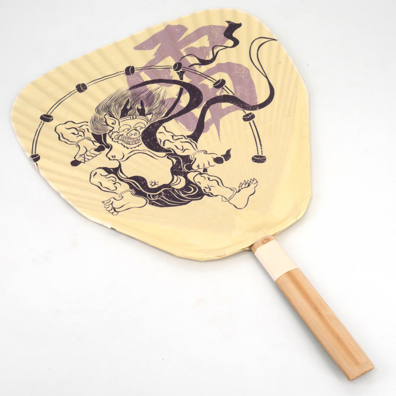 abanico japonés no plegable uchiwa,  FUJIN RAIJIN