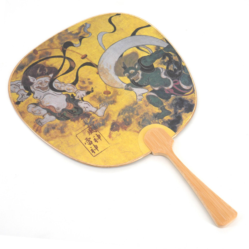 Petit éventail japonais non pliant uchiwa, FUJIN RAIJIN