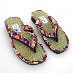 Par de sandalias japonesas de zori para mujer, GOZA 2530B, púrpura