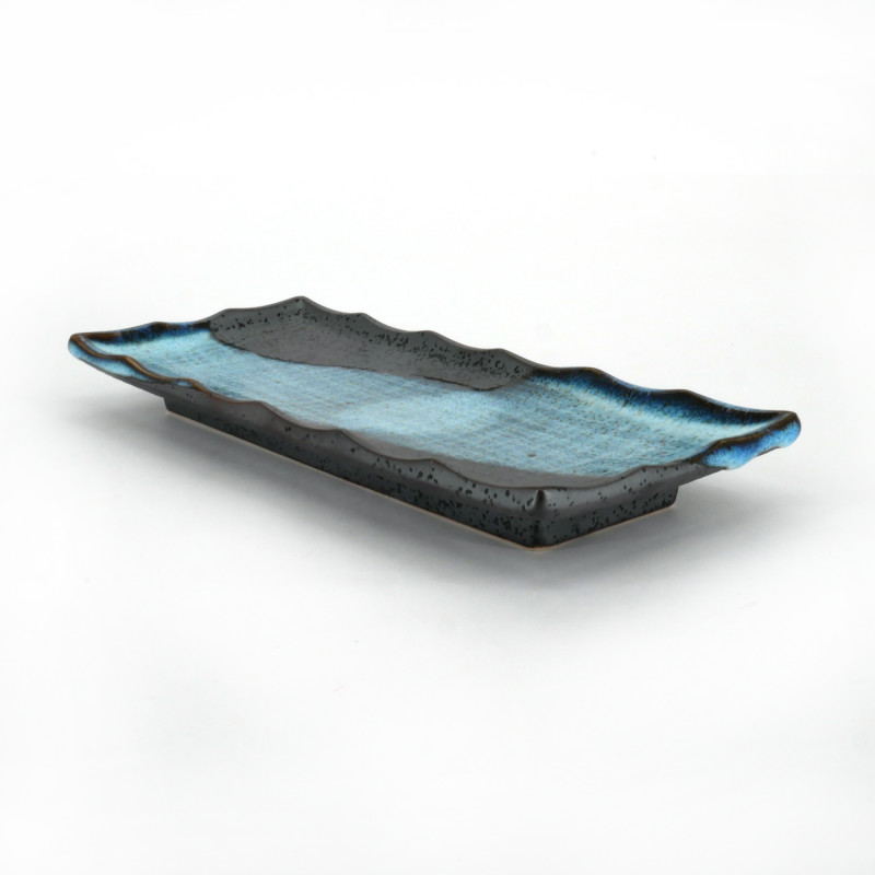 Plato cerámico rectangular azul japonés BURU