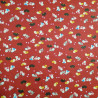 Japanese red cotton fabric with cat motif, NEKO, made in Japan width 112 cm x 1m