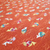 Tissu rouge japonais en coton motif poisson, KINGYO, fabriqué au Japon largeur 112 cm x 1m