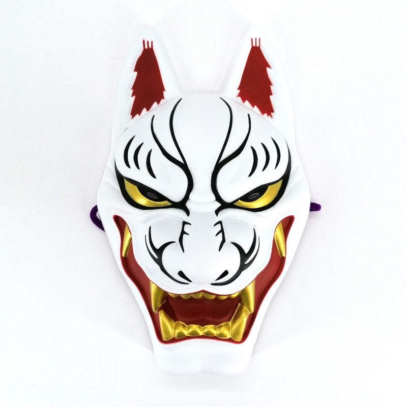 Masque de renard japonais traditionnel, KITSUNE OSORE, blanc