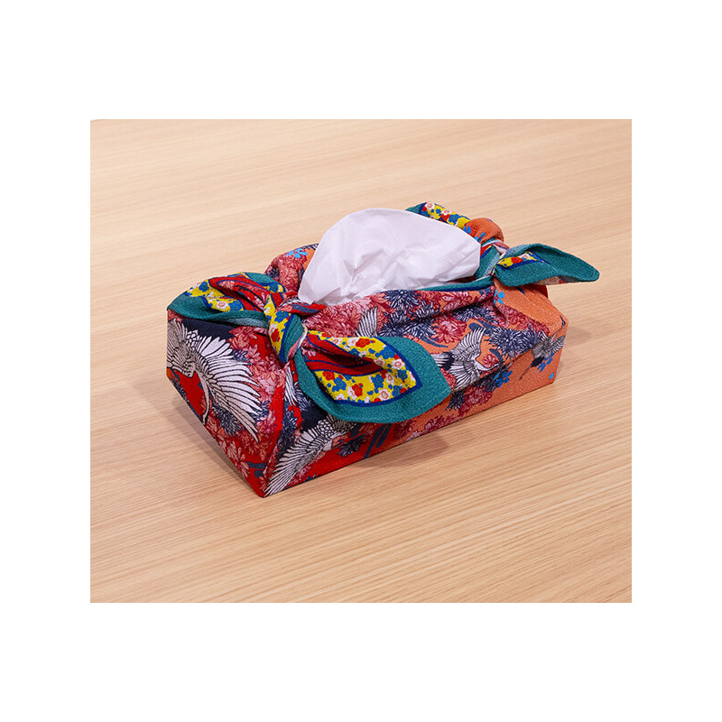 Furoshiki japonais en polyester, HANATSURU, orange