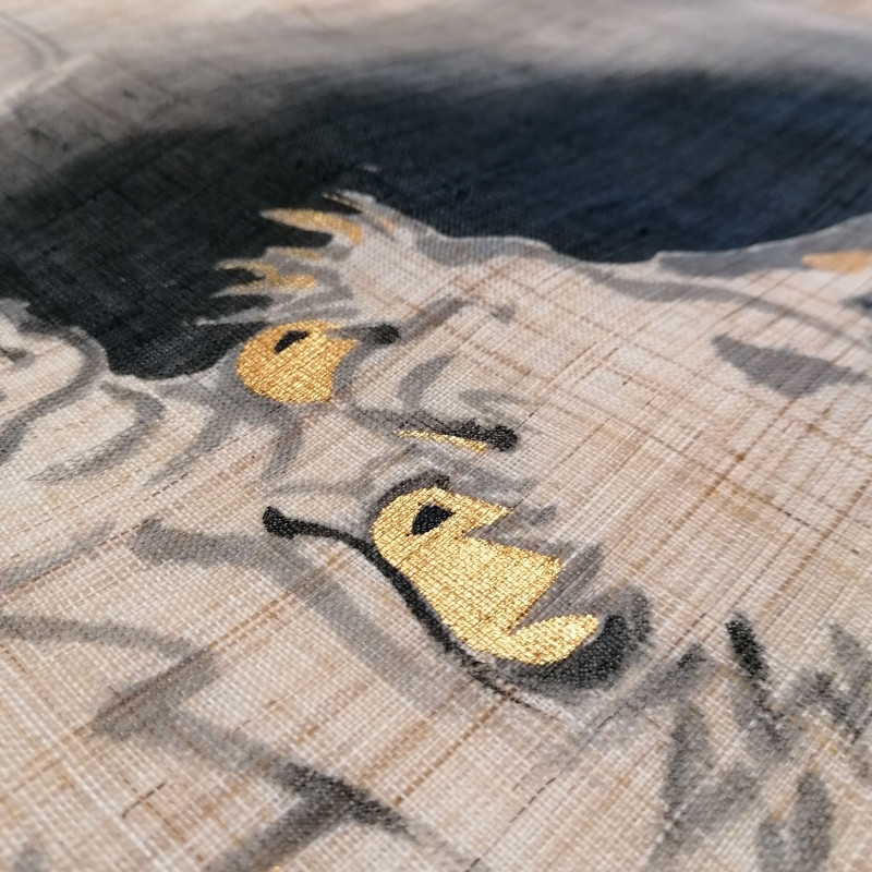 Tenda giapponese noren in lino beige, DRAGON