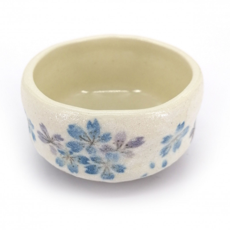 bol japonais pour cérémonie du thé en céramique, SAKURA, bleu