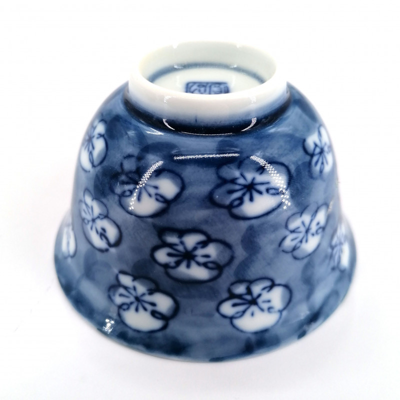 japanese blue teacup in ceramic UME blue flowers