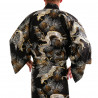 Japanese traditional black cotton yukata kimono dragon and hawk for men