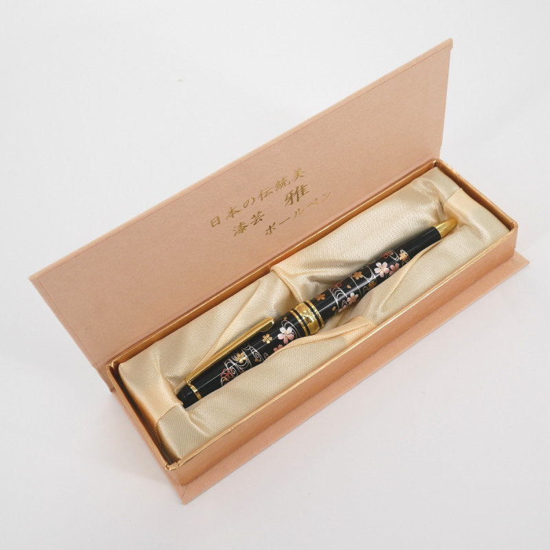 Stylo à bille, noir, dans un coffret, fleur de sakura 133mm SAKURAGAWA